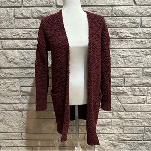 Burgundy boucle cardigan sweater